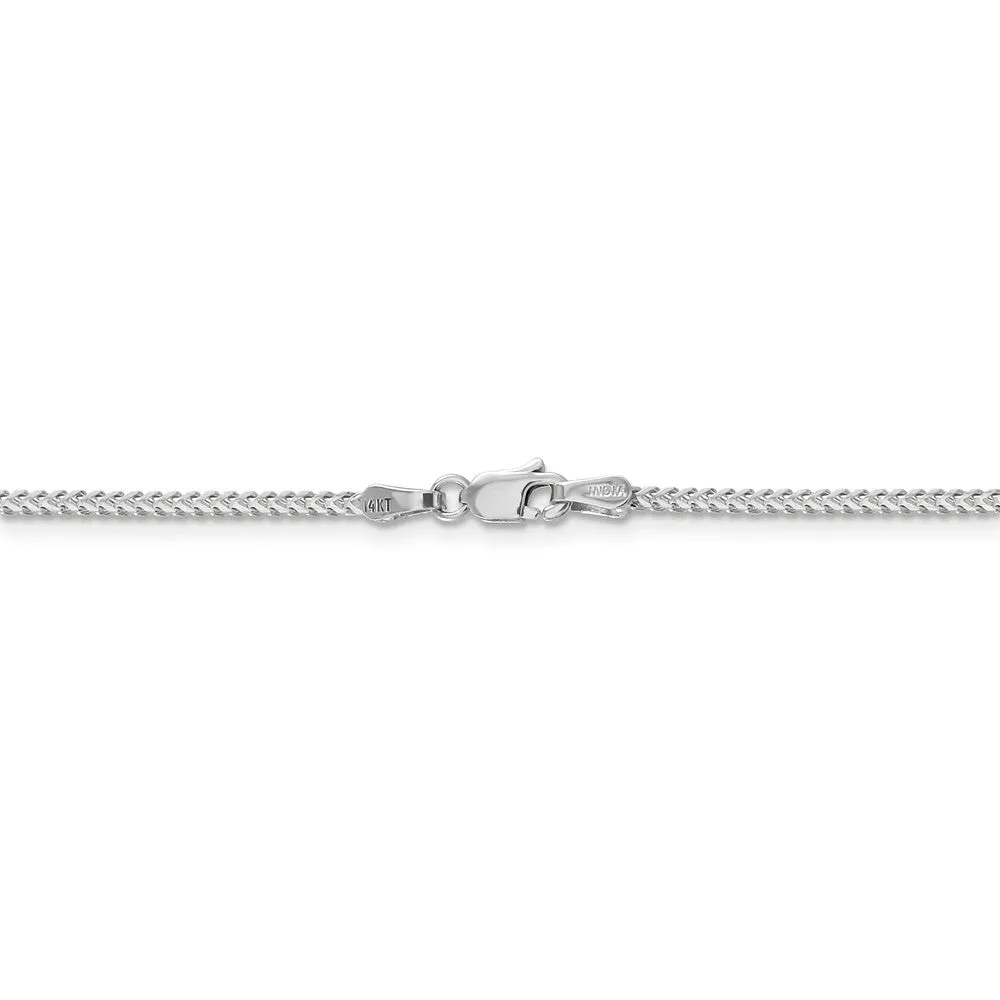 1.3mm, 14k White Gold, Solid Franco Chain Bracelet