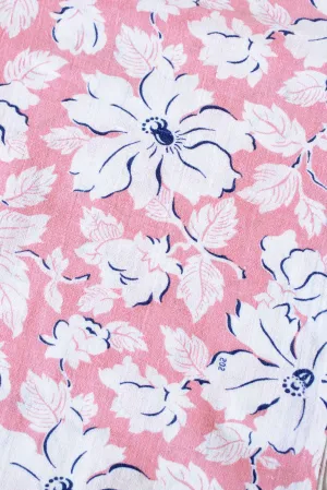 1940s Pink Feedsack With White Flowers, Vintage 1940s Fabric, Summer Floral Fabric, Pink/White/Blue