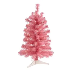 2'Pink Artificial Christmas Tree with 35 LED Lights and 72 Bendable Branches