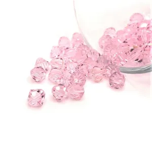 4, 20 or 50 Pieces: 6 mm Bicone Pink Imitation Crystal June Birthstone Beads