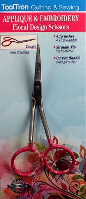 4-3/4" Applique & Embroidery Floral Design Scissors by ToolTron