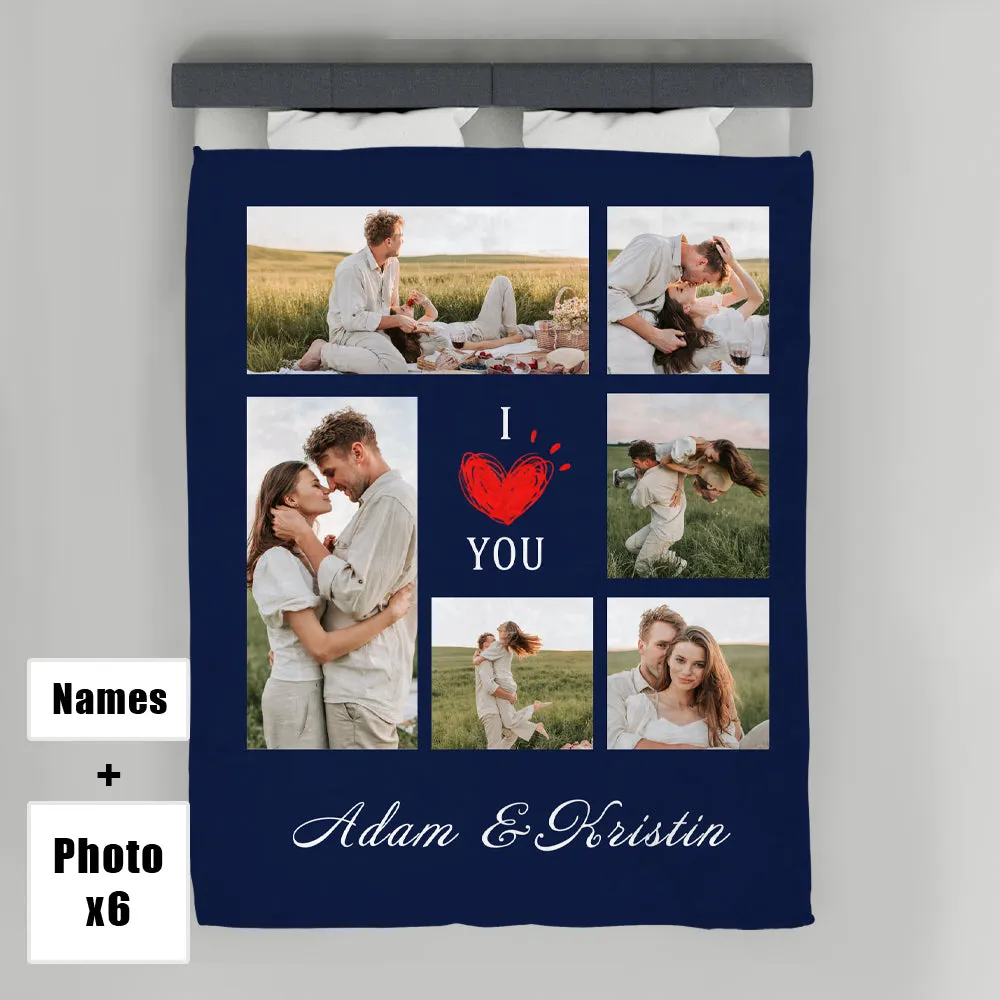 4FunGift® Custom Blanket With 6 Photos Personalized Picture Throw Blanket