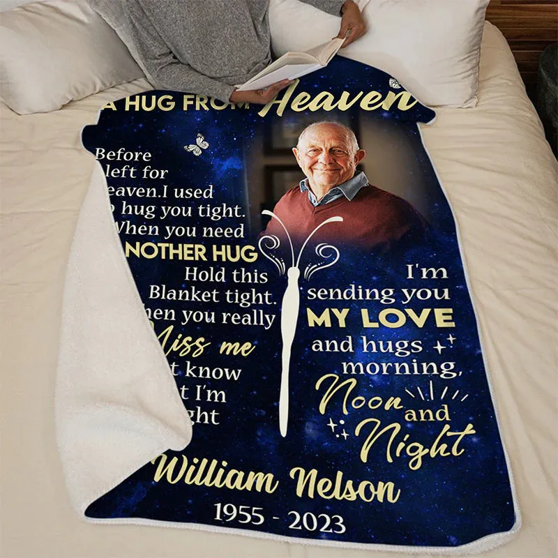 4FunGift® Custom Photo This Is A Hug From Heaven - Memorial Personalized Custom Blanket - Christmas Gift, Sympathy Gift For Family Members