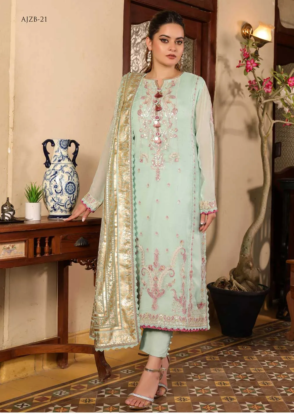 AJZB-21 - Unstitched - Zarq Barq Collection by Asim Jofa 2023