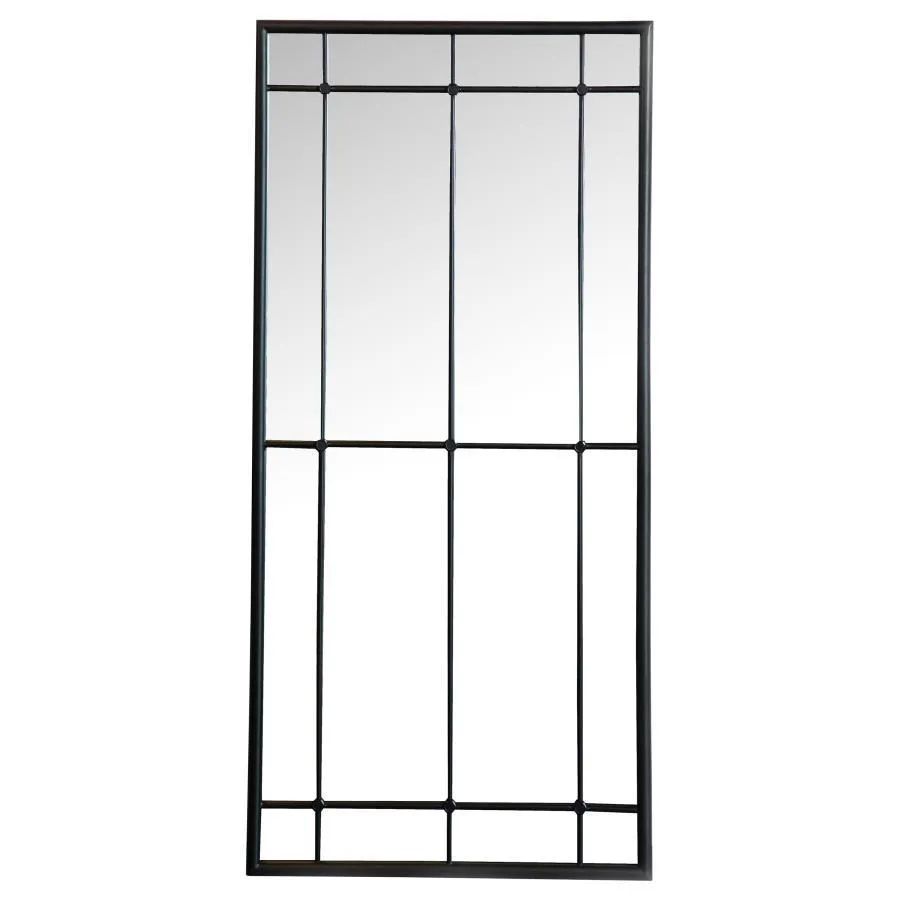 Annetta - Window Pane Floor Or Wall Mirror - Black