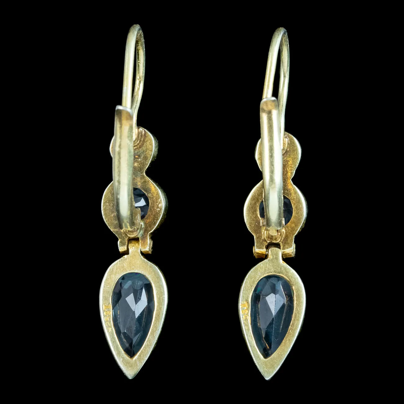 Art Deco Style Blue Topaz Pearl Drop Earrings