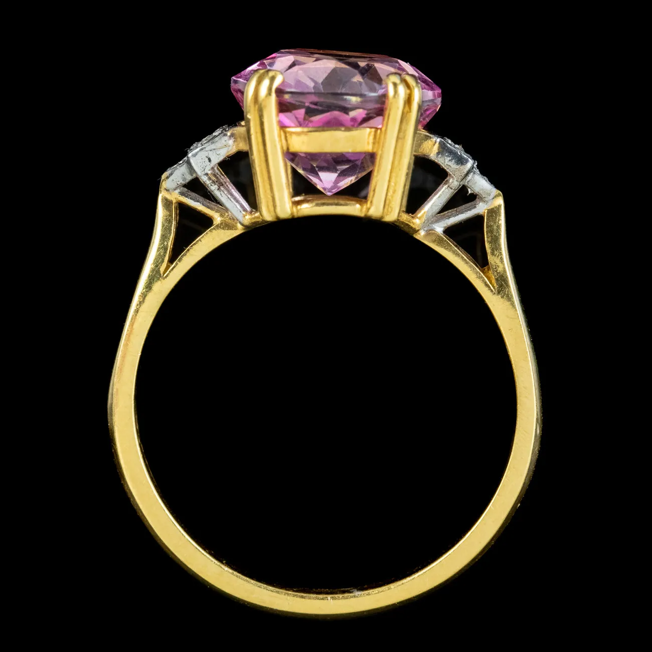 Art Deco Style Pink Topaz Cz Cocktail Ring 5.2ct Topaz