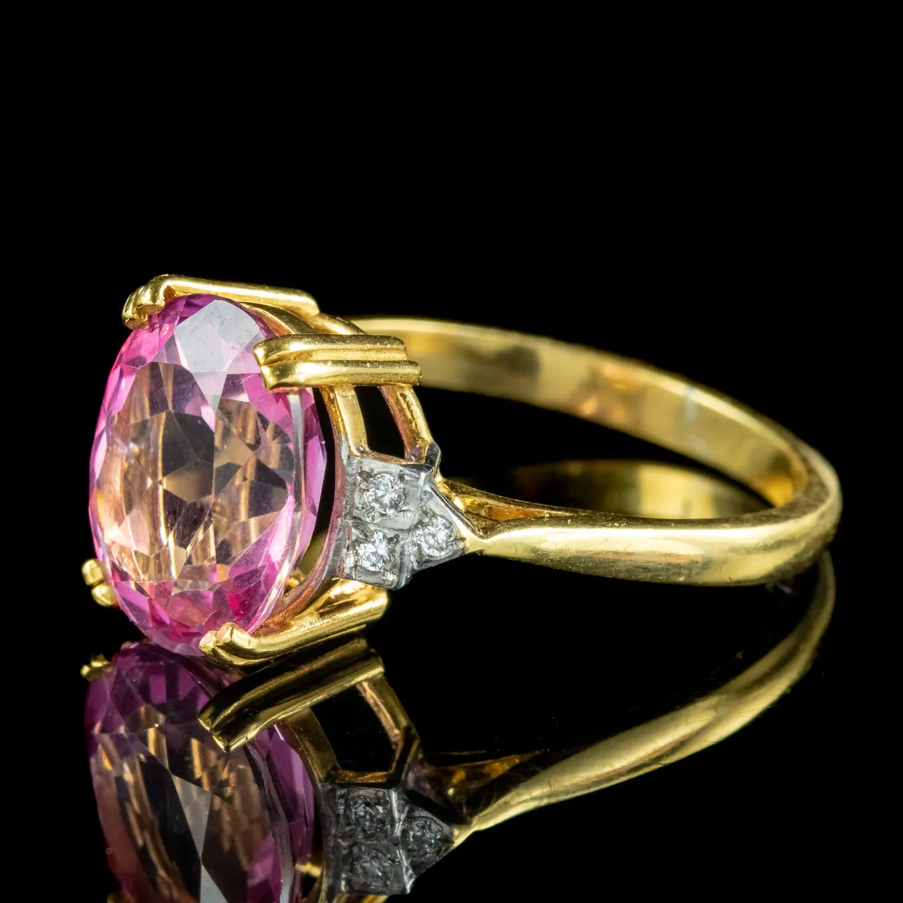 Art Deco Style Pink Topaz Cz Cocktail Ring 5.2ct Topaz