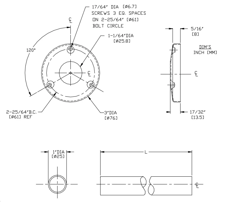 ASI 1214 Stainless Steel Shower Curtain Rods with Flanges