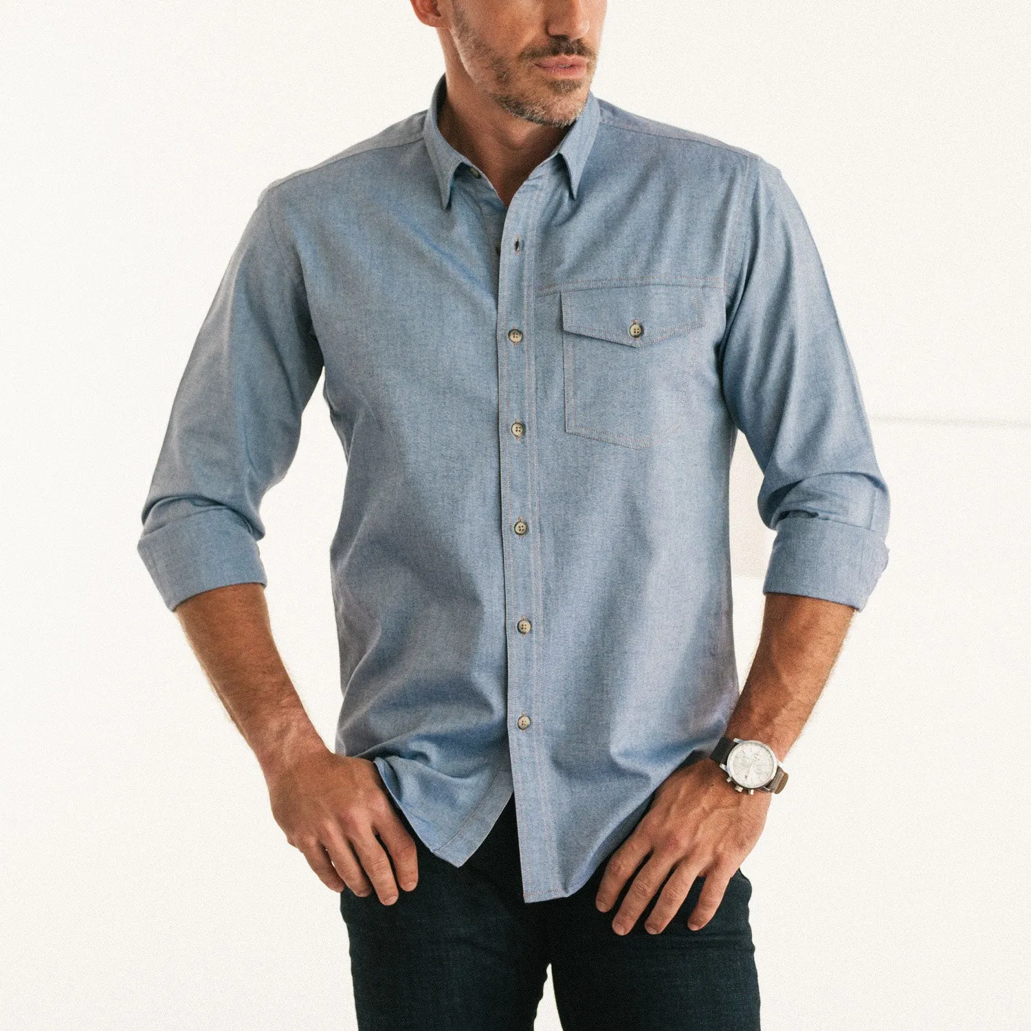 Author Casual Shirt – Harbor Blue Cotton Oxford (V1)