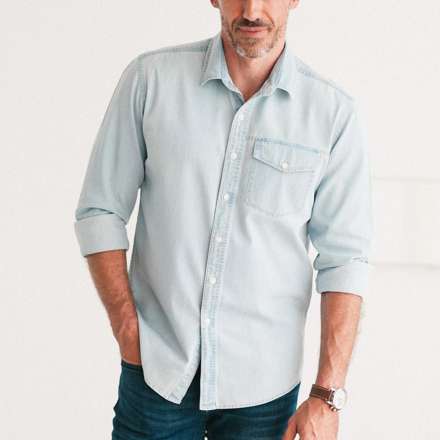 Author Casual Shirt – Light Blue Cotton Denim