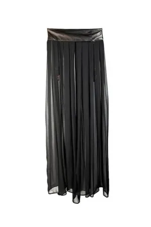 Ava Leather & Silk Georgette Skirt