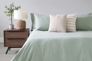 Ava Linen Look Duvet Set | Green | King