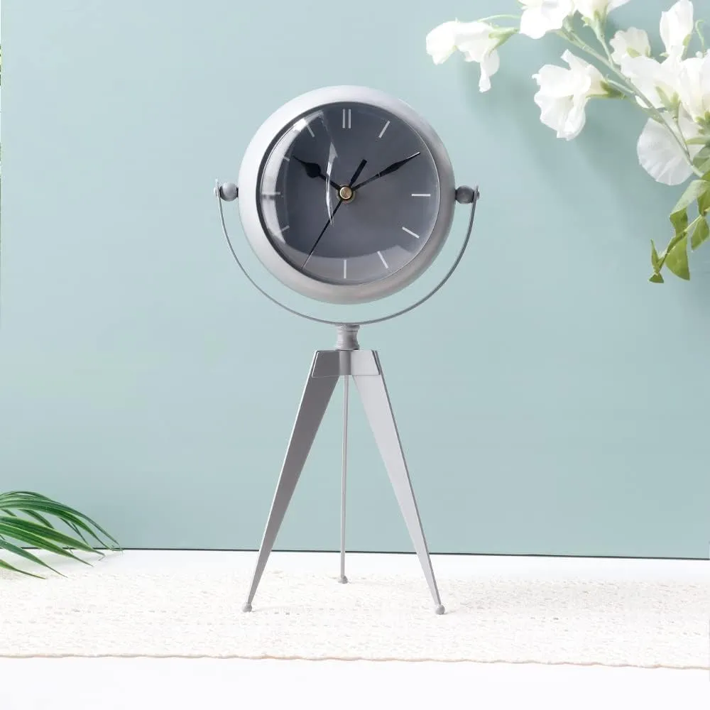 AZOD Metal Clock for Bedroom 12.5" H Desk Clock Modern Kitchen Clock with Mirror Backside for Living Room Bedside Bedroom Office Desktop Countertop