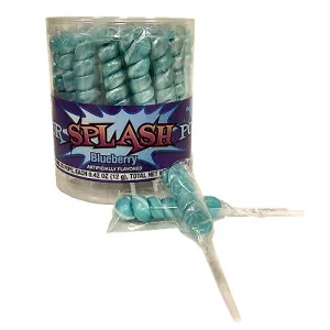 Baby Blue Color Splash Blueberry Lollipops | 30ct