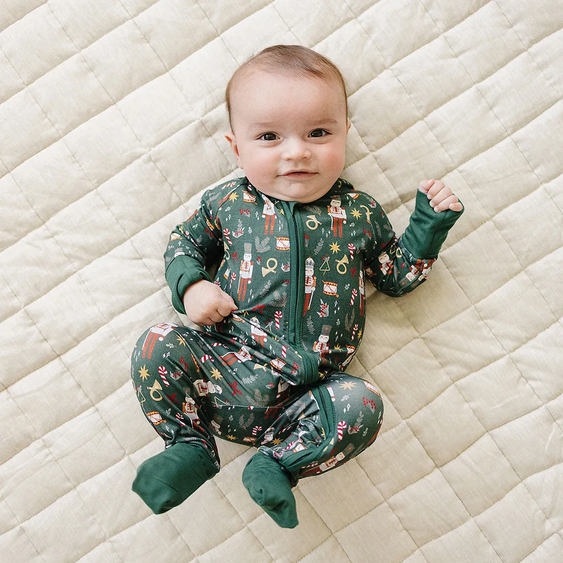 Bamboo Zipper Pajama - Green Nutcracker