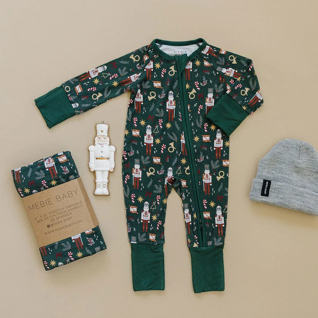 Bamboo Zipper Pajama - Green Nutcracker