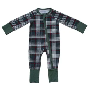 Bamboo Zipper Pajama - Green Plaid