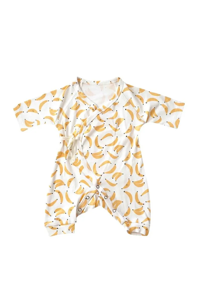 Banana Print Baby Kimono Style Onesie