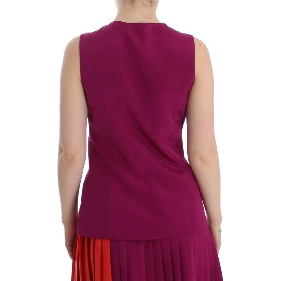 Barbara Casasola Stunning Silk Sleeveless Purple Blouse