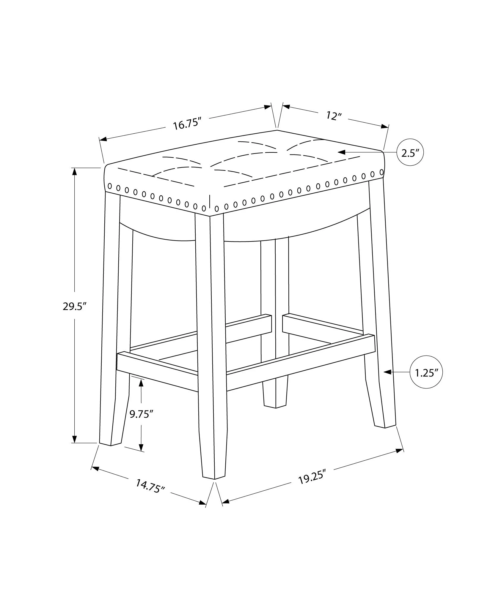 Barstool - 2Pcs / 29"H / Black Leather-Look / Espresso