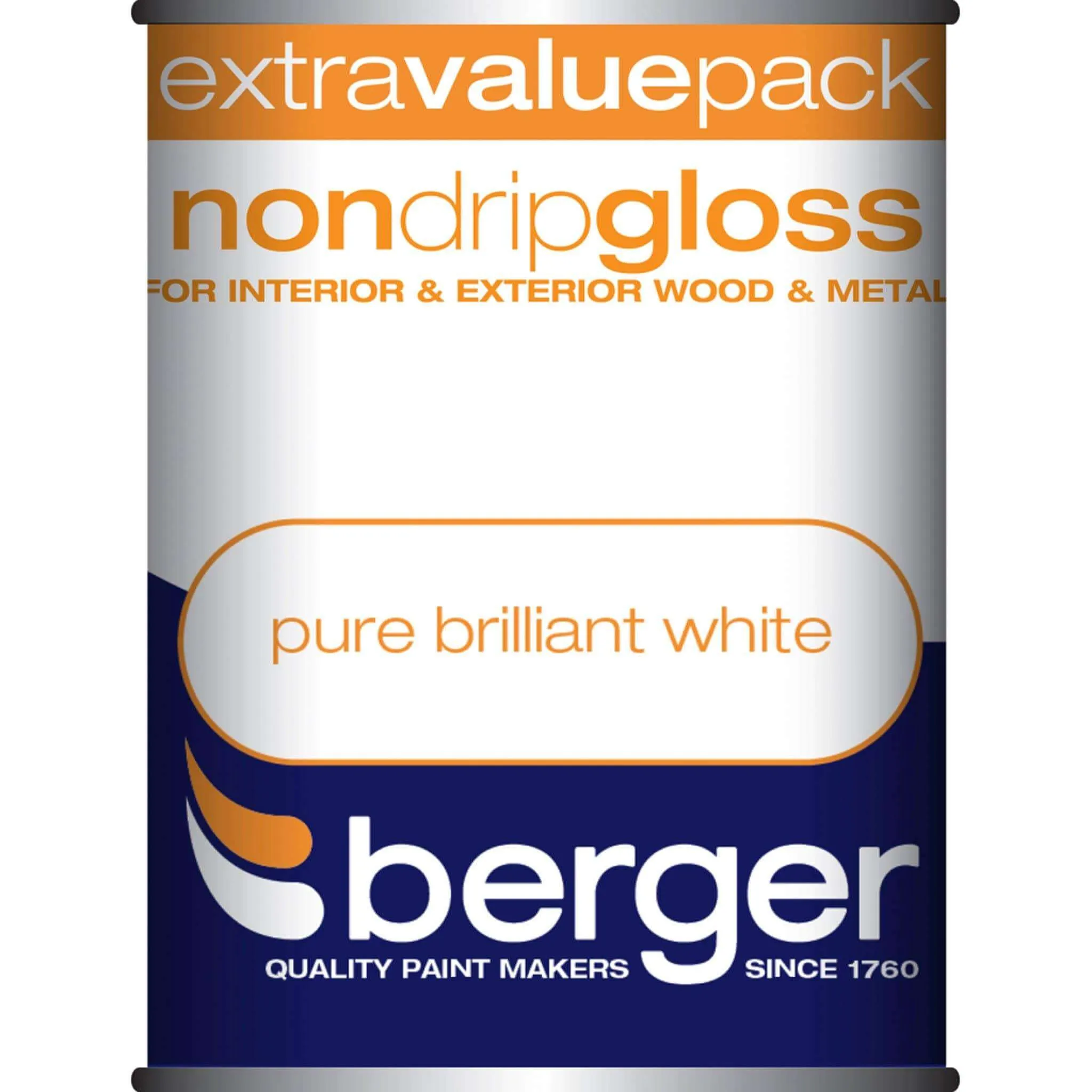 Berger Non-Drip Brilliant White Gloss Paint 1.25L