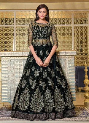 Black Lehenga Style Sequins Embroidered Anarkali Suit