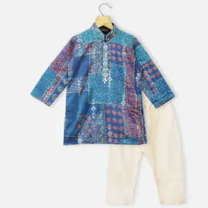 Blue Sequins Embroidered Kurta With Pajama