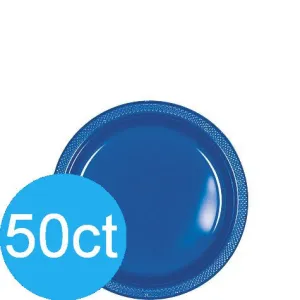 Bright Royal Blue Plastic Dessert Plates 7" | 50ct