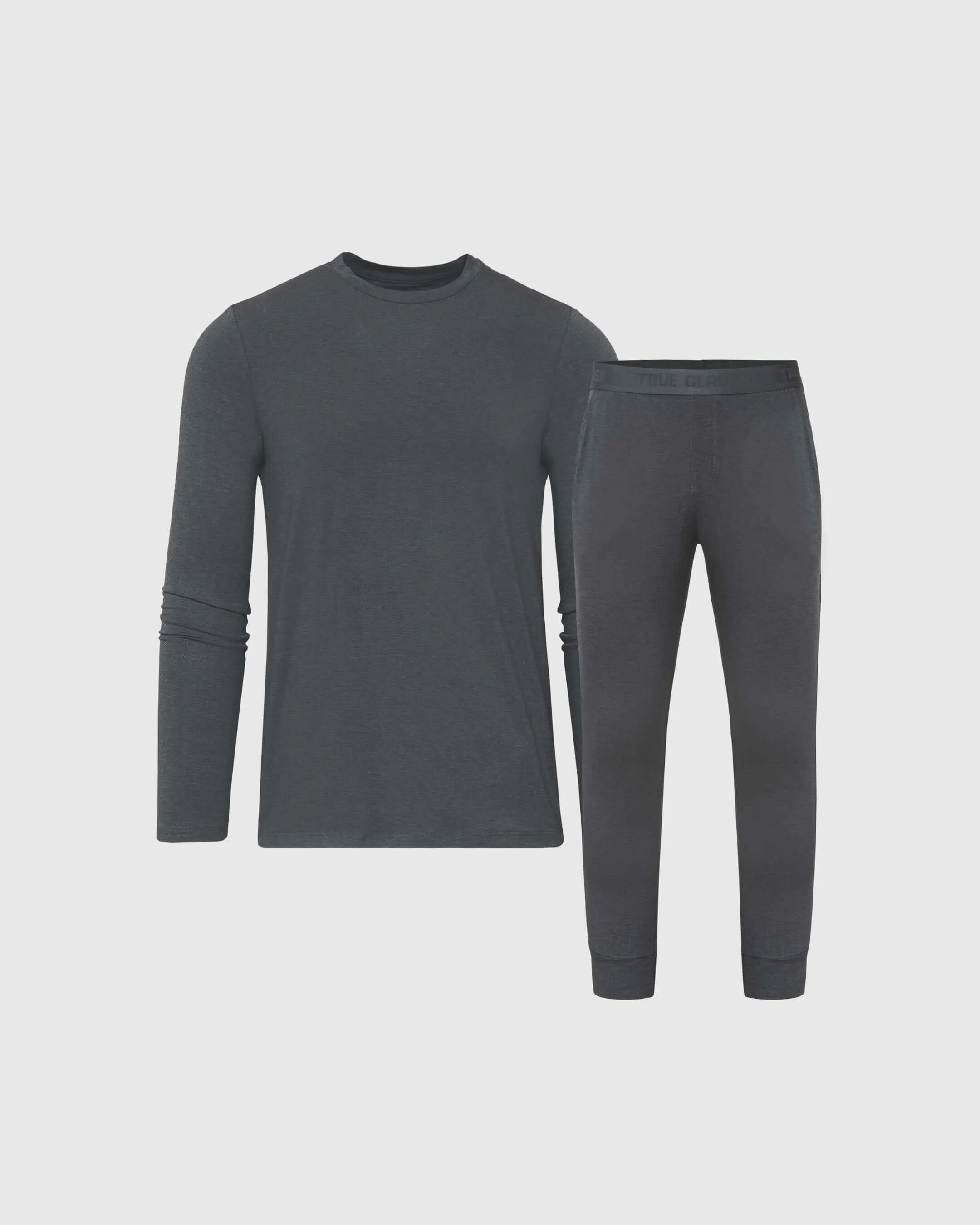 Charcoal Heather Gray Loungewear Long Sleeve Tee And Jogger Set