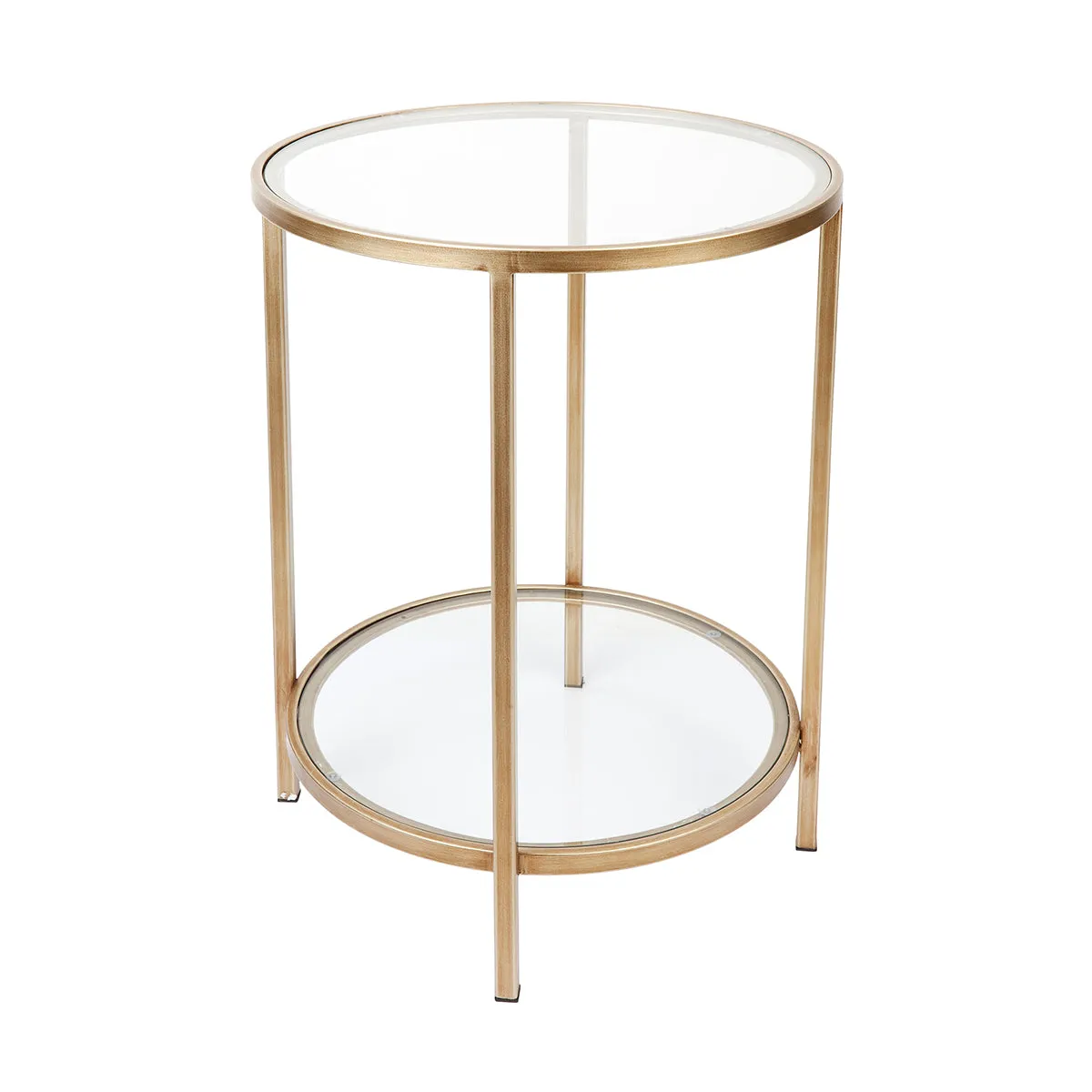 Cocktail Glass Round Side Table - Antique Gold