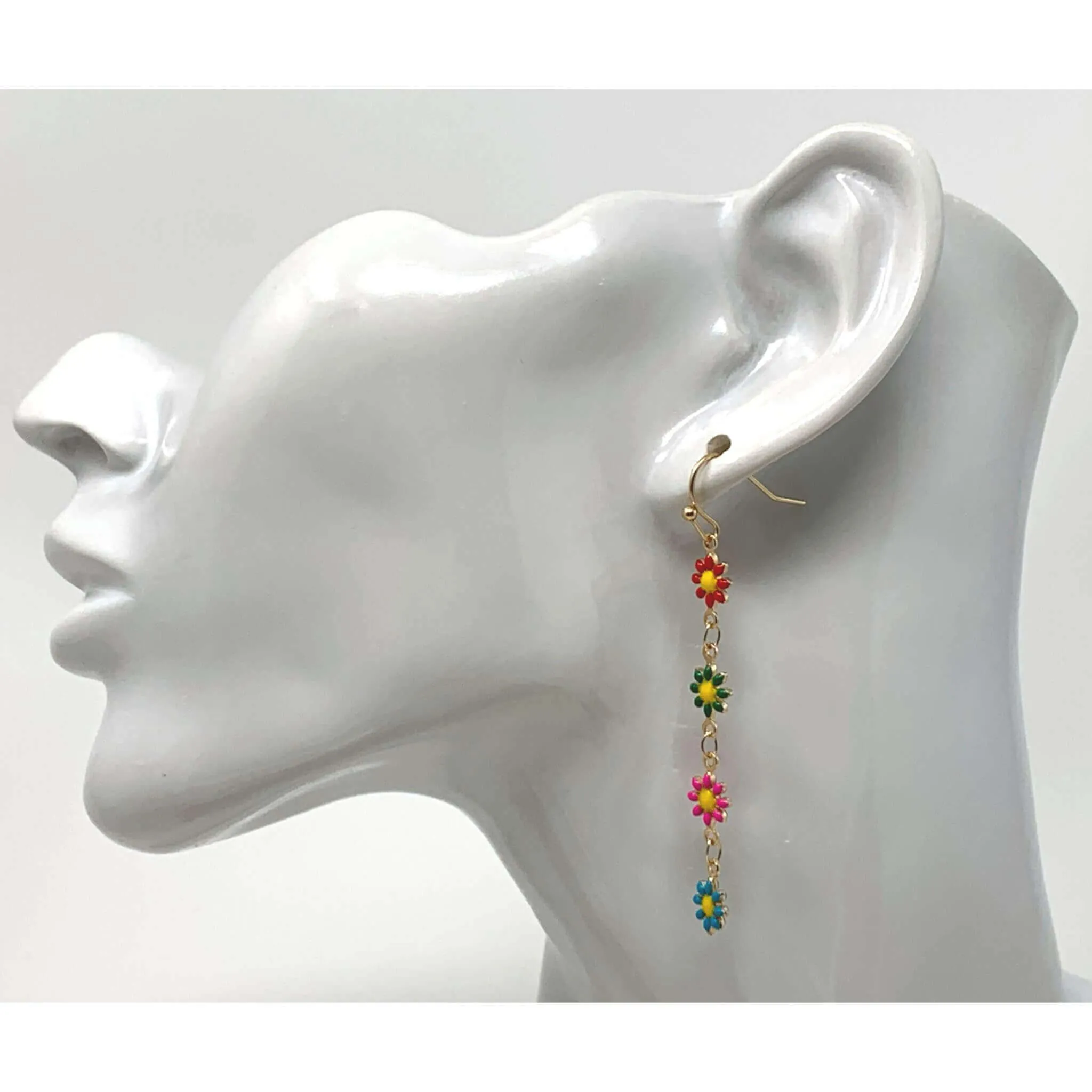 Colorful Daisy Flower Dangle Earrings