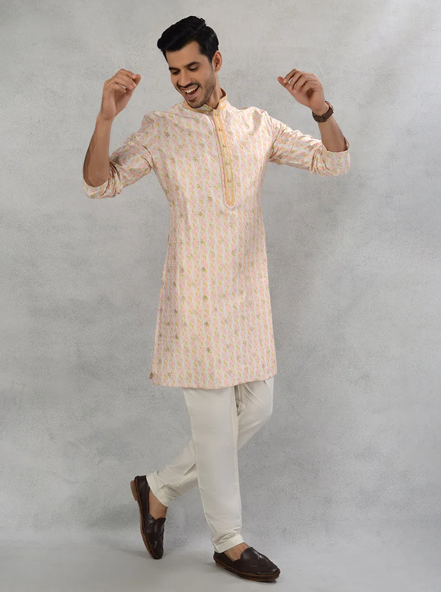 Cream Multi Kurta Pajama | TULA