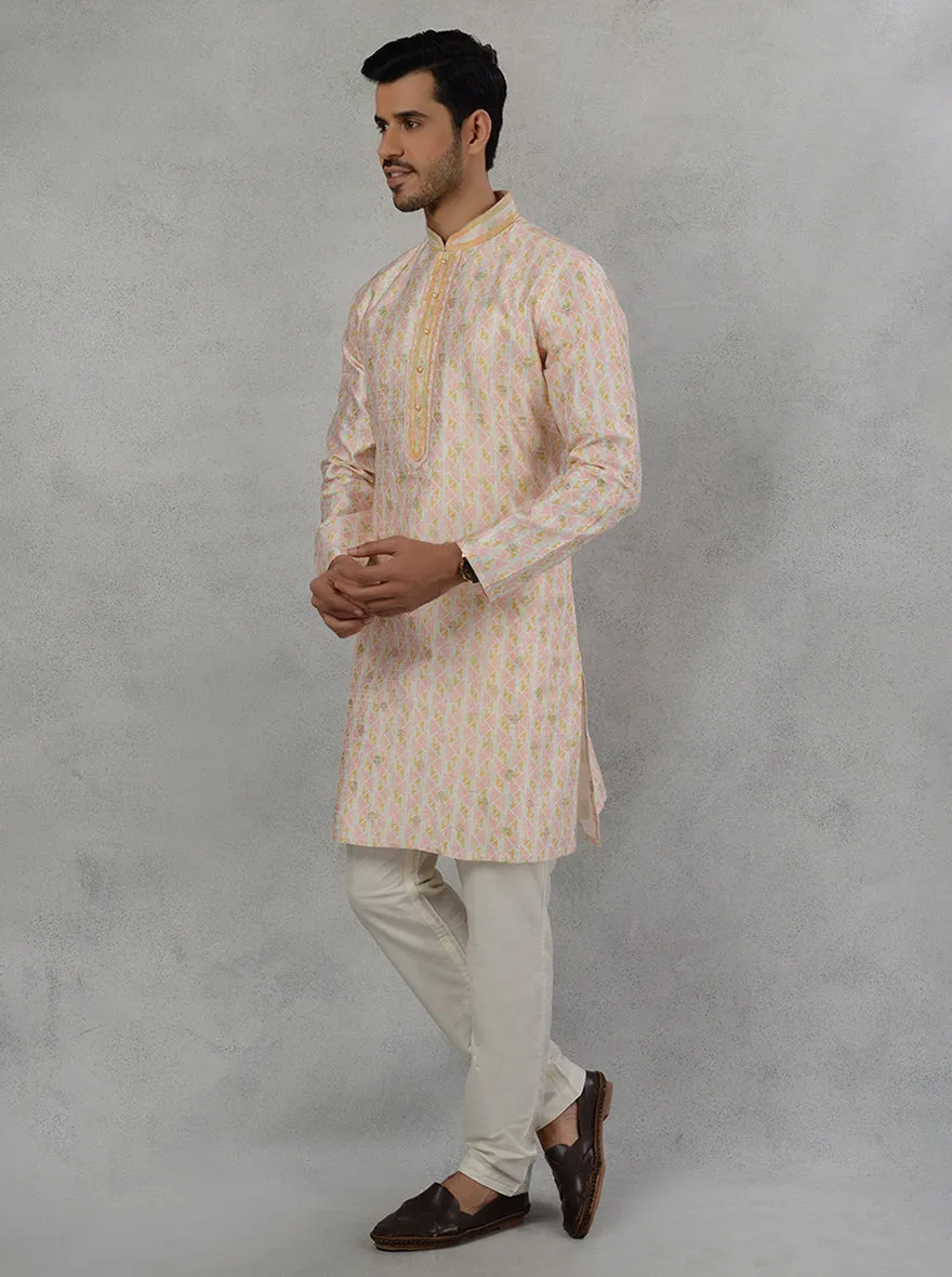 Cream Multi Kurta Pajama | TULA