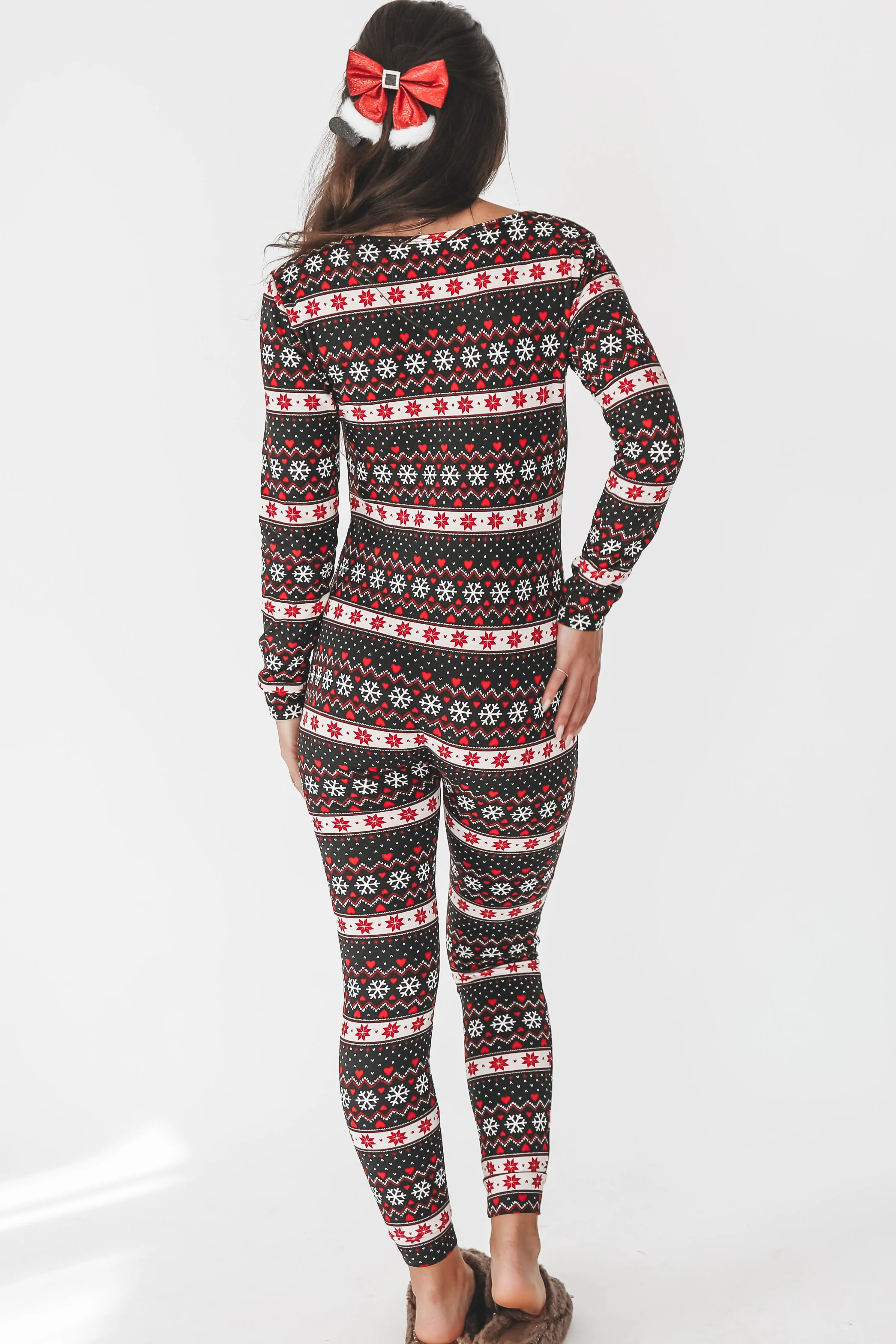 Deck The Hall Fleece Lined Long Sleeve Christmas Pajama Onesie