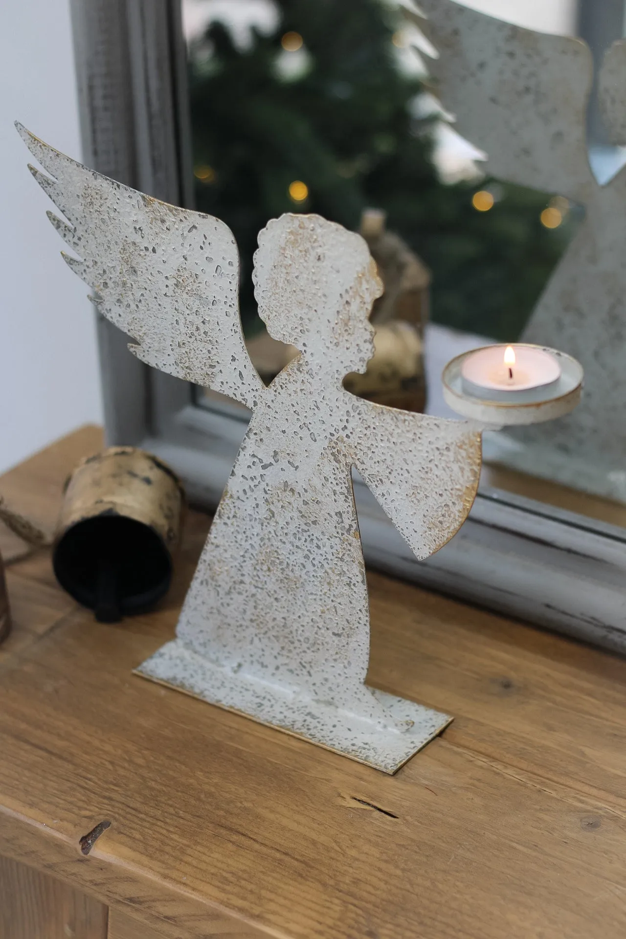 Distressed Angel Candle Holder