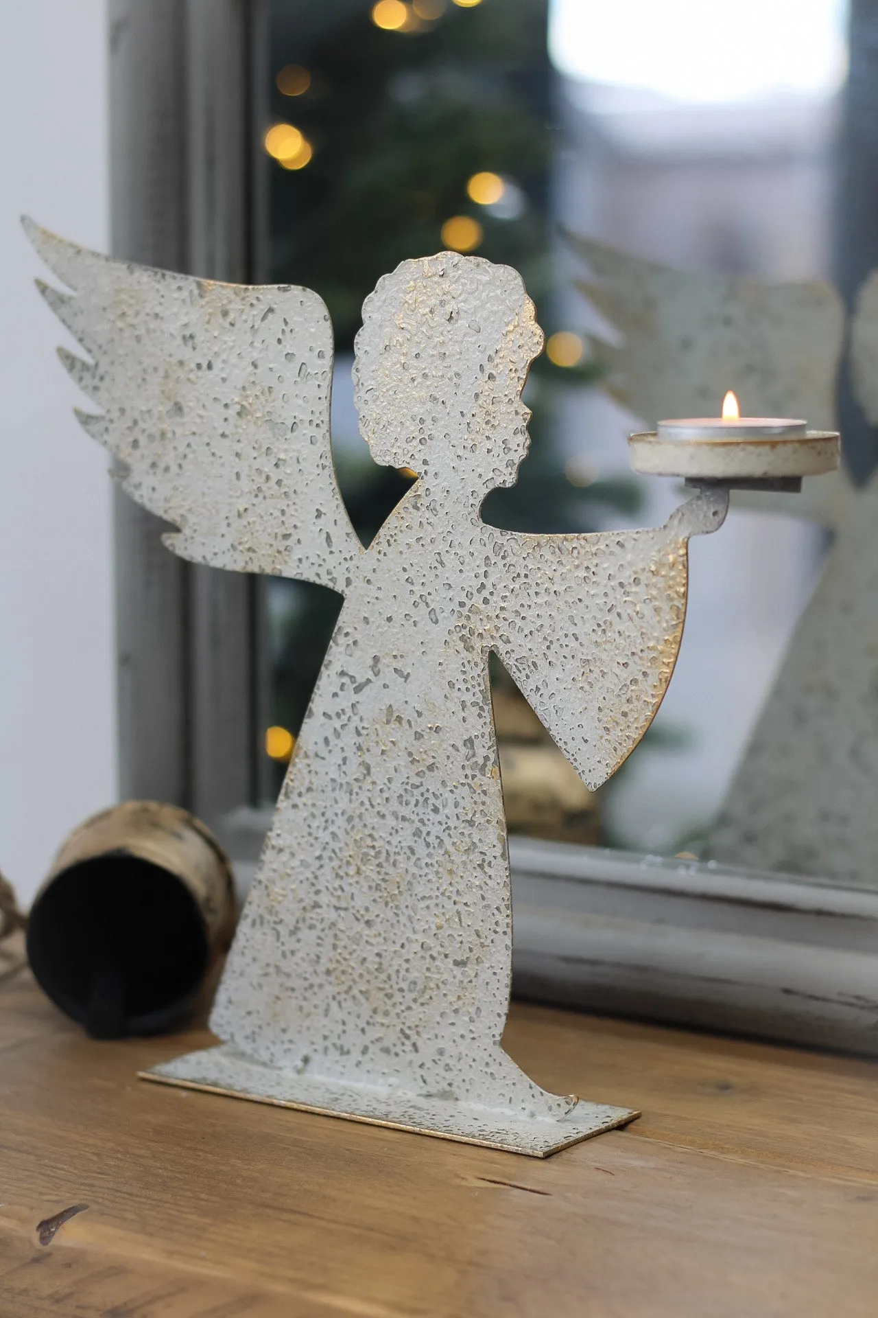 Distressed Angel Candle Holder