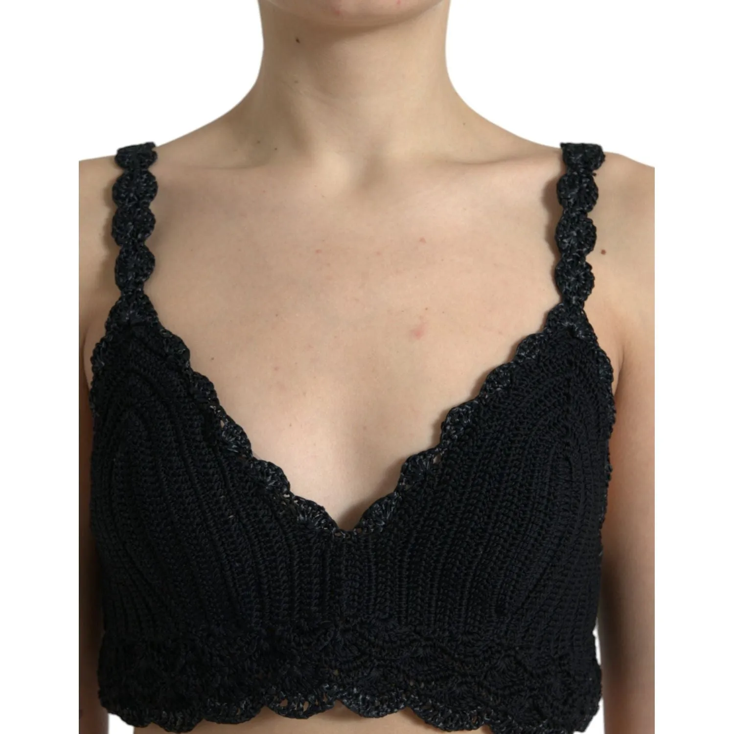 Dolce & Gabbana Elegant Black Crochet Corset Top