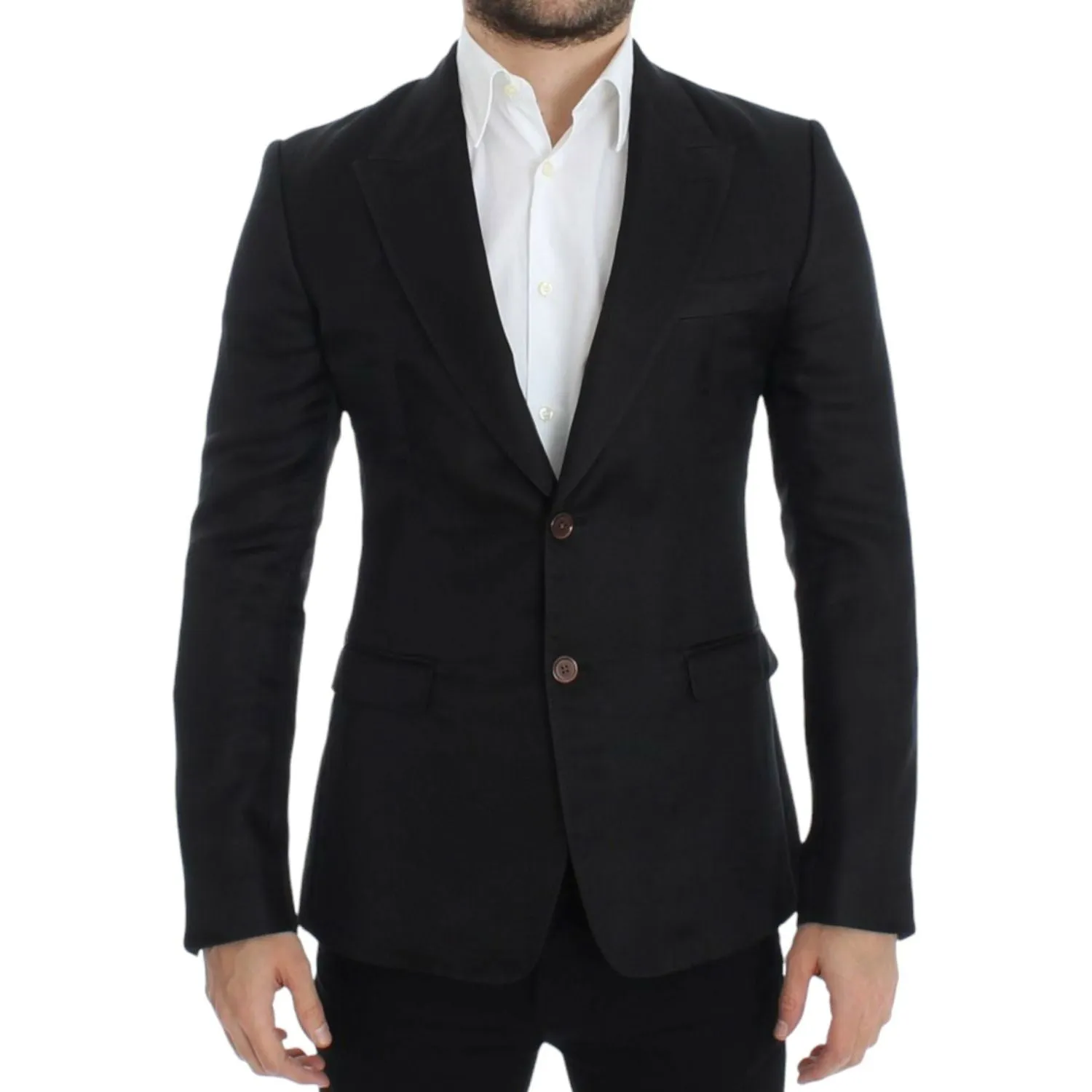 Dolce & Gabbana Elegant Black Silk Blend Two-Button Blazer