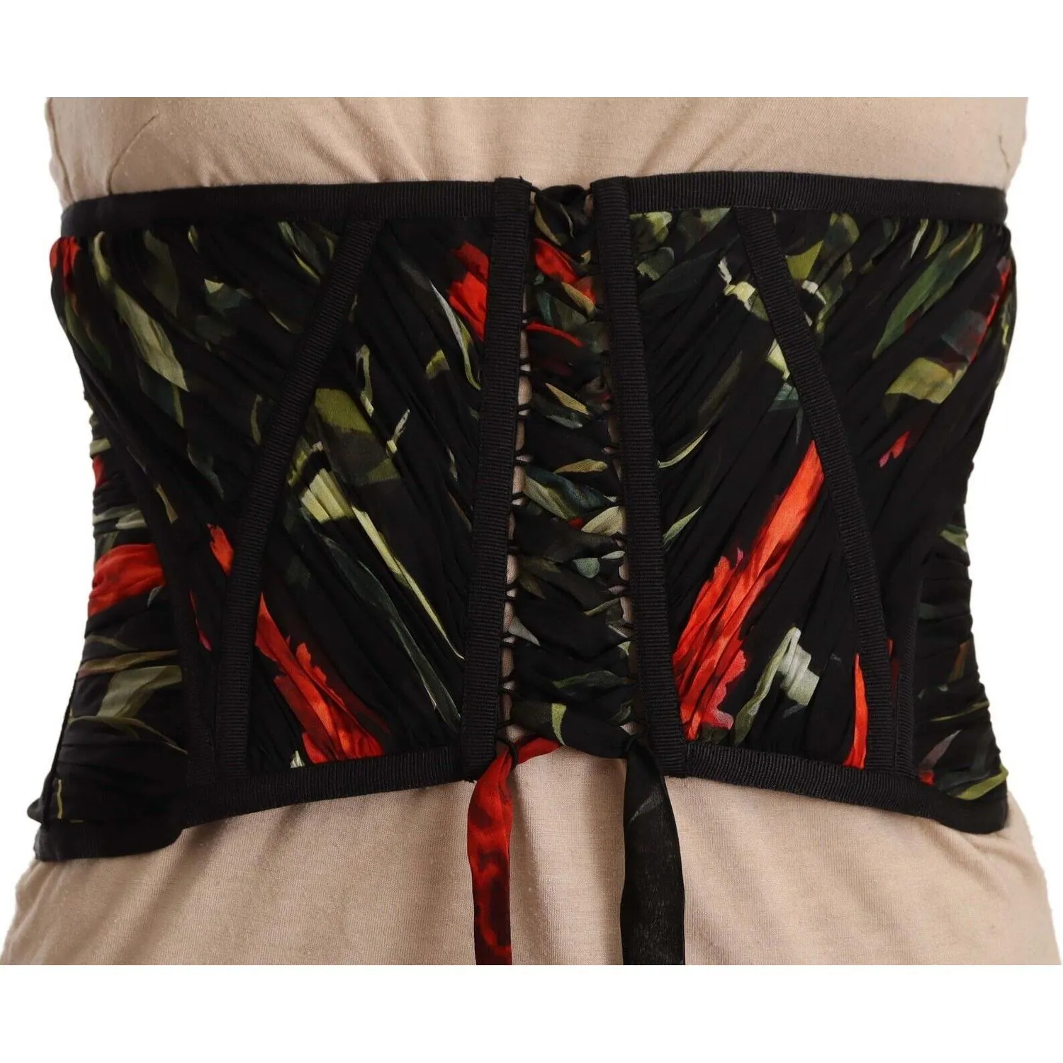 Dolce & Gabbana Elegant Black Silk Corset Belt Top