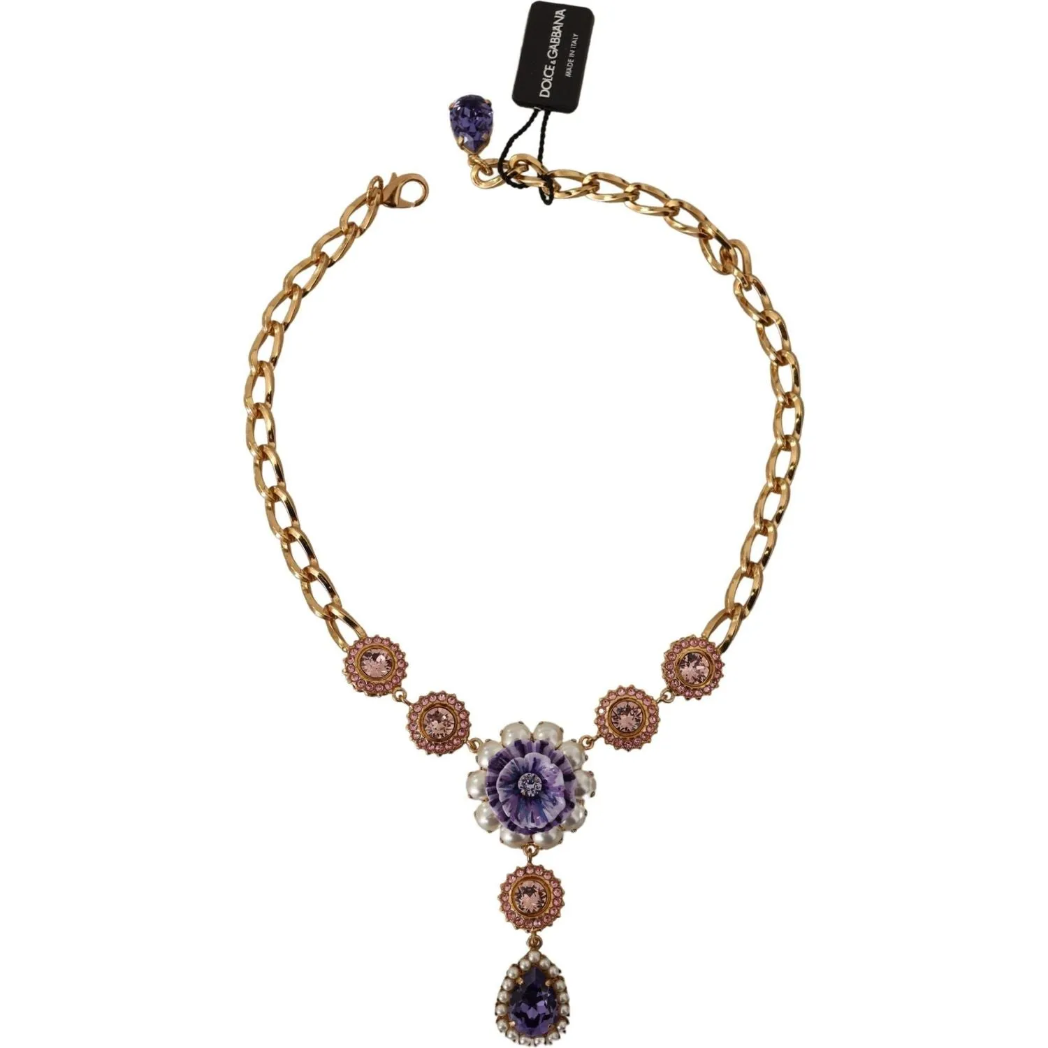 Dolce & Gabbana Elegant Floral Crystal Statement Necklace