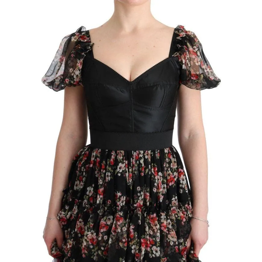 Dolce & Gabbana Elegant Floral Shift Dress in Multicolor Silk Blend