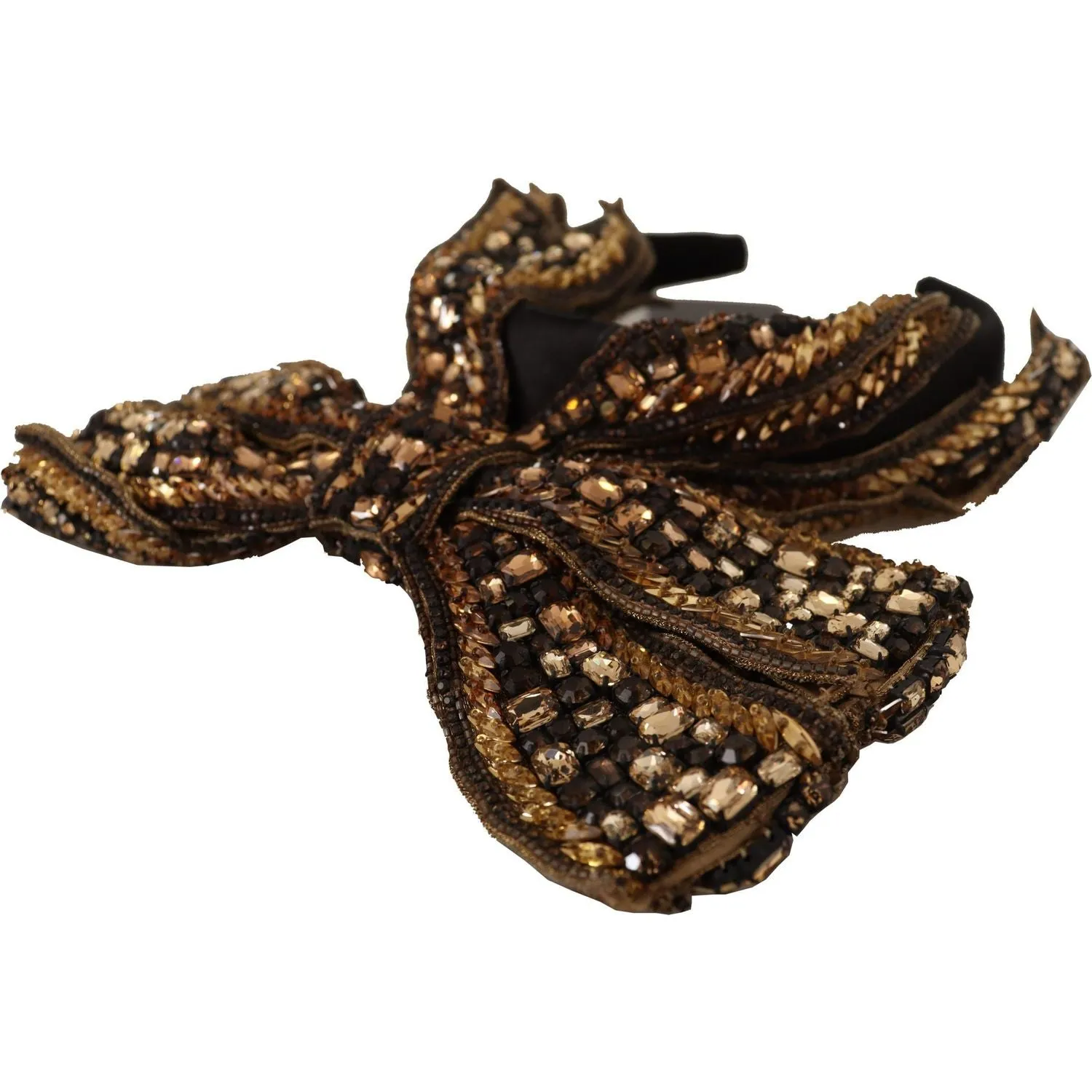 Dolce & Gabbana Elegant Gold Embellished Silk Diadem