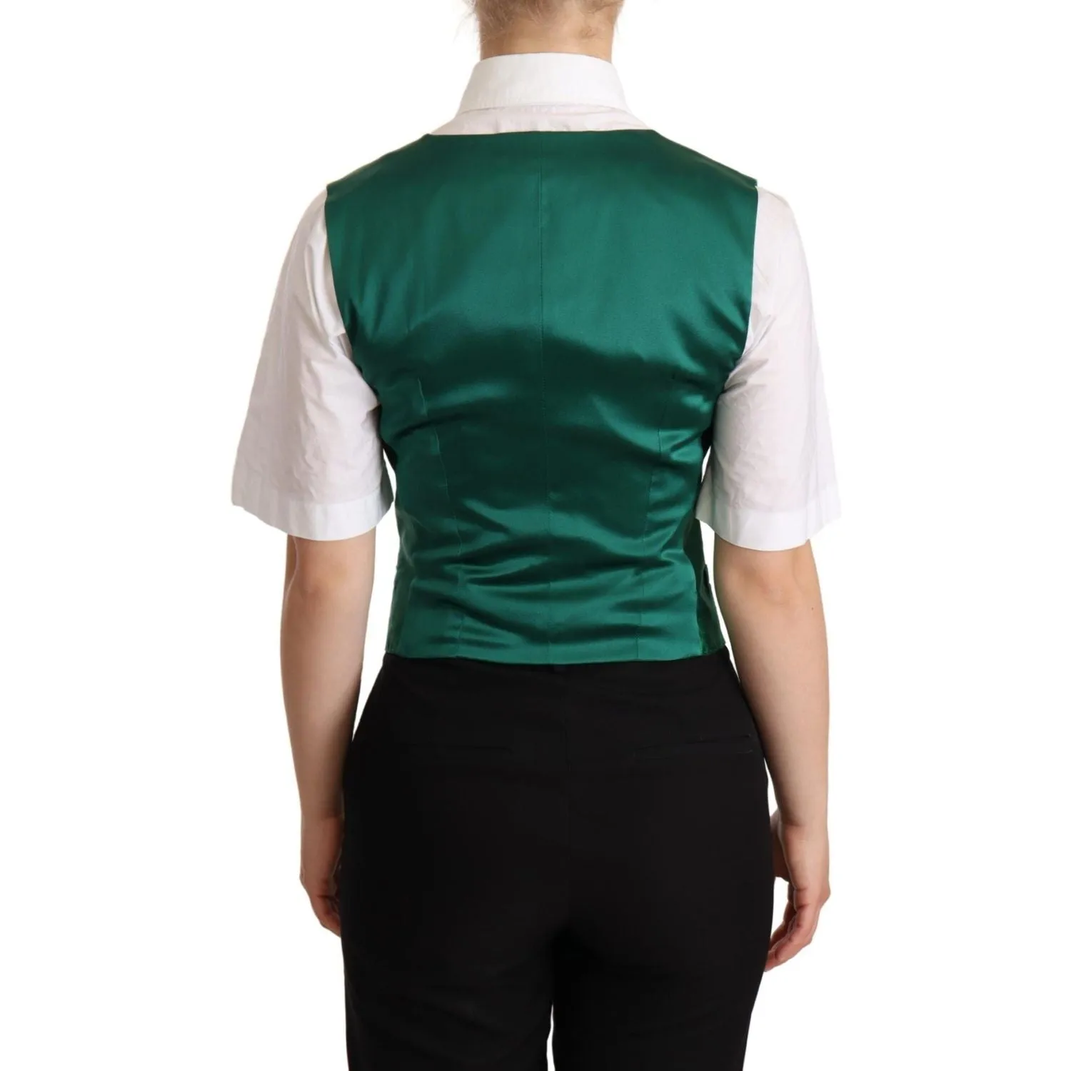 Dolce & Gabbana Elegant Green Silk Blend Waistcoat