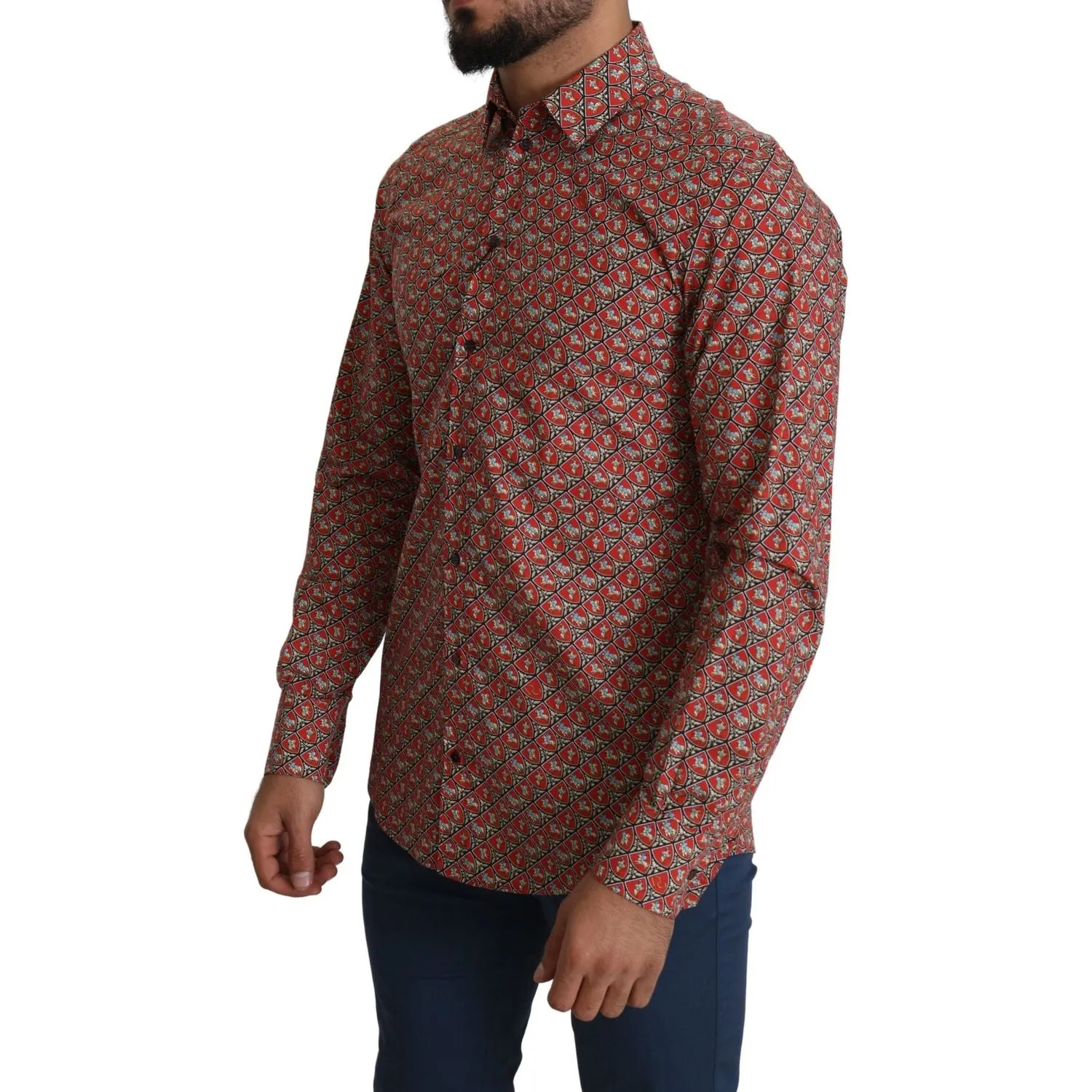 Dolce & Gabbana Elegant Red Martini Fit Cotton Shirt