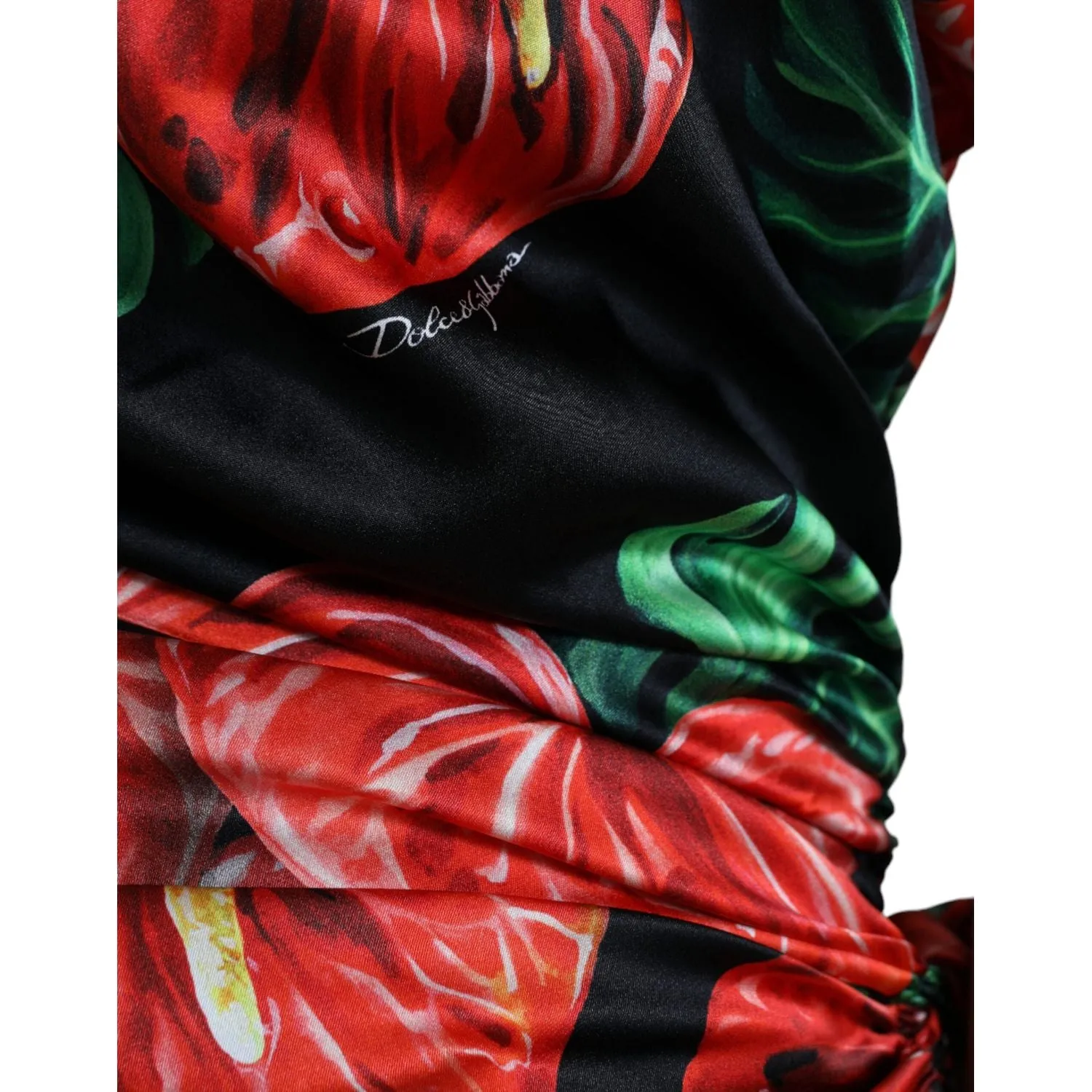 Dolce & Gabbana Tropical Elegance Silk Draped Dress