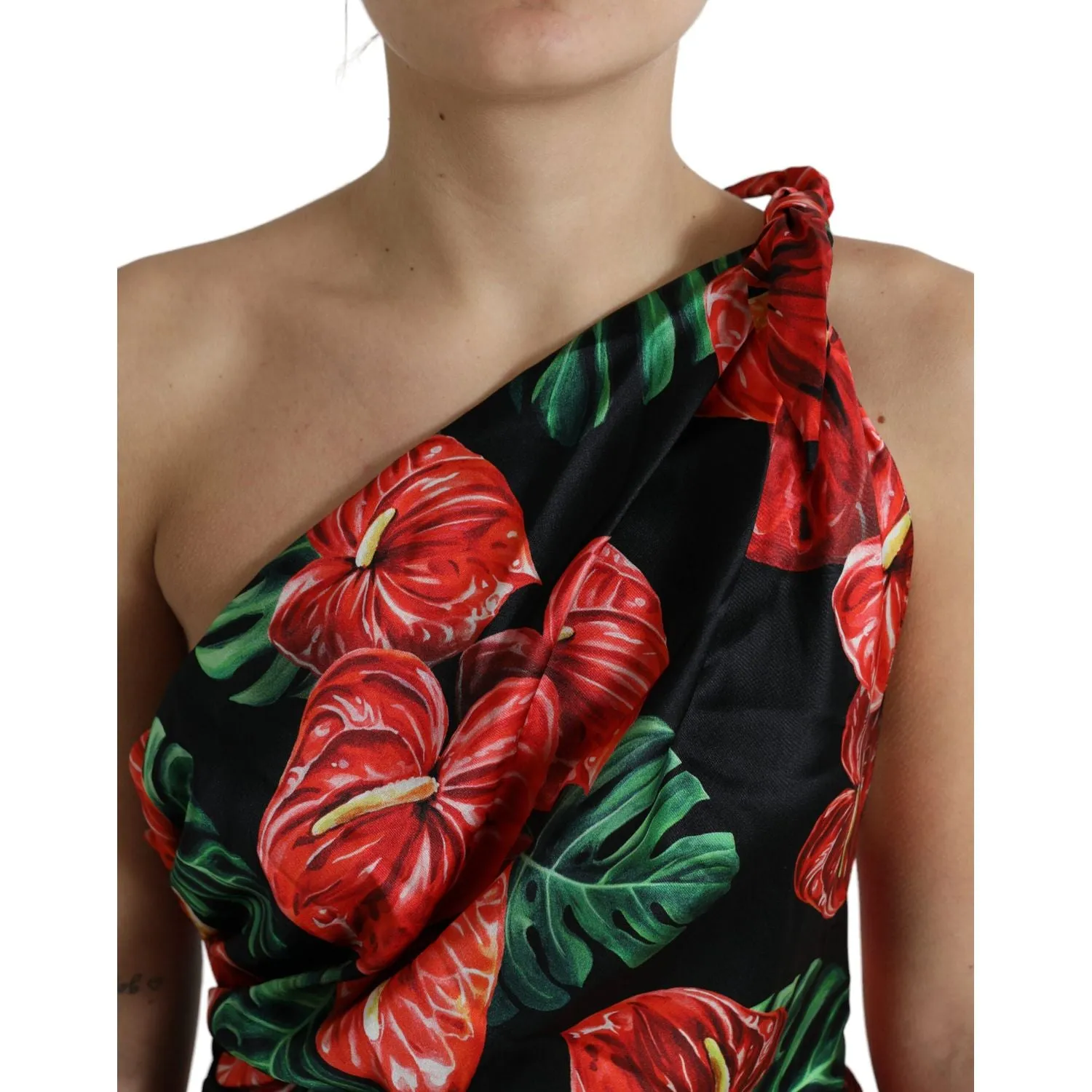 Dolce & Gabbana Tropical Elegance Silk Draped Dress