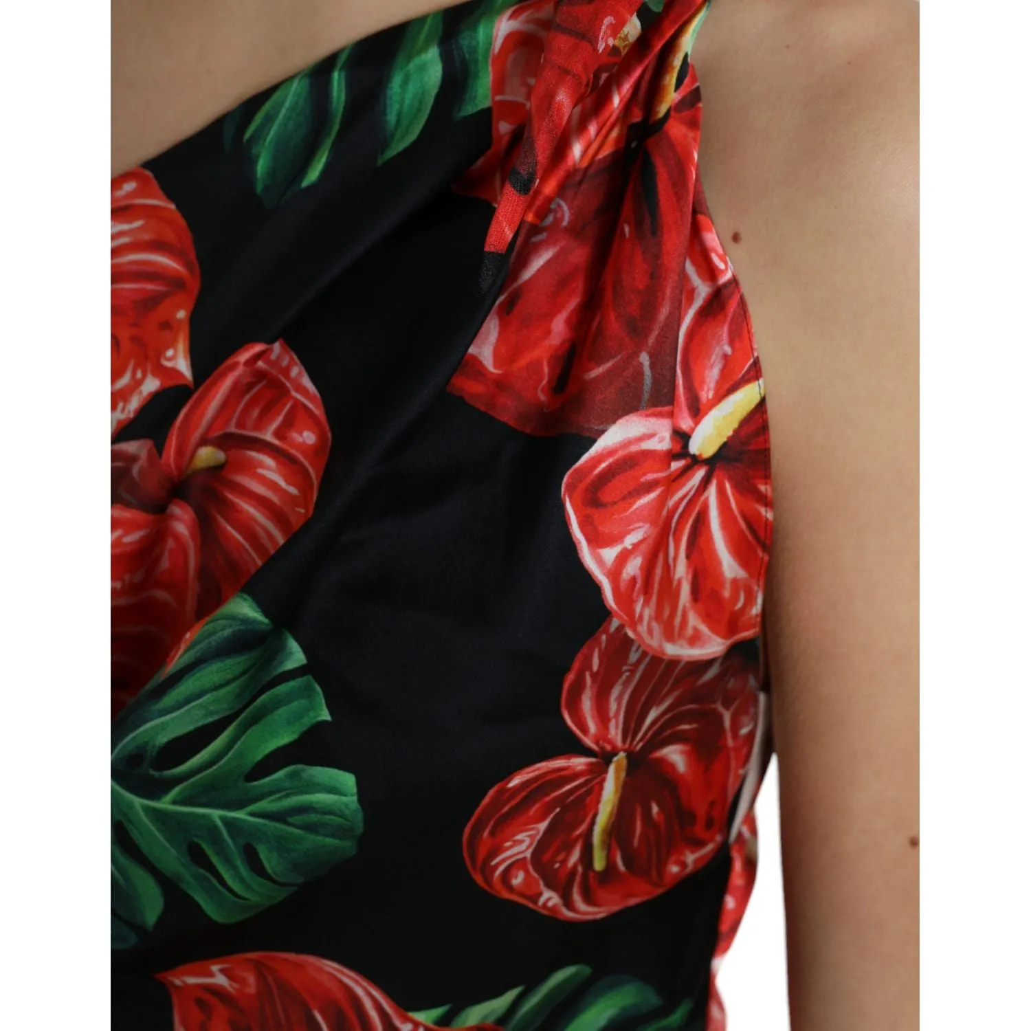 Dolce & Gabbana Tropical Elegance Silk Draped Dress