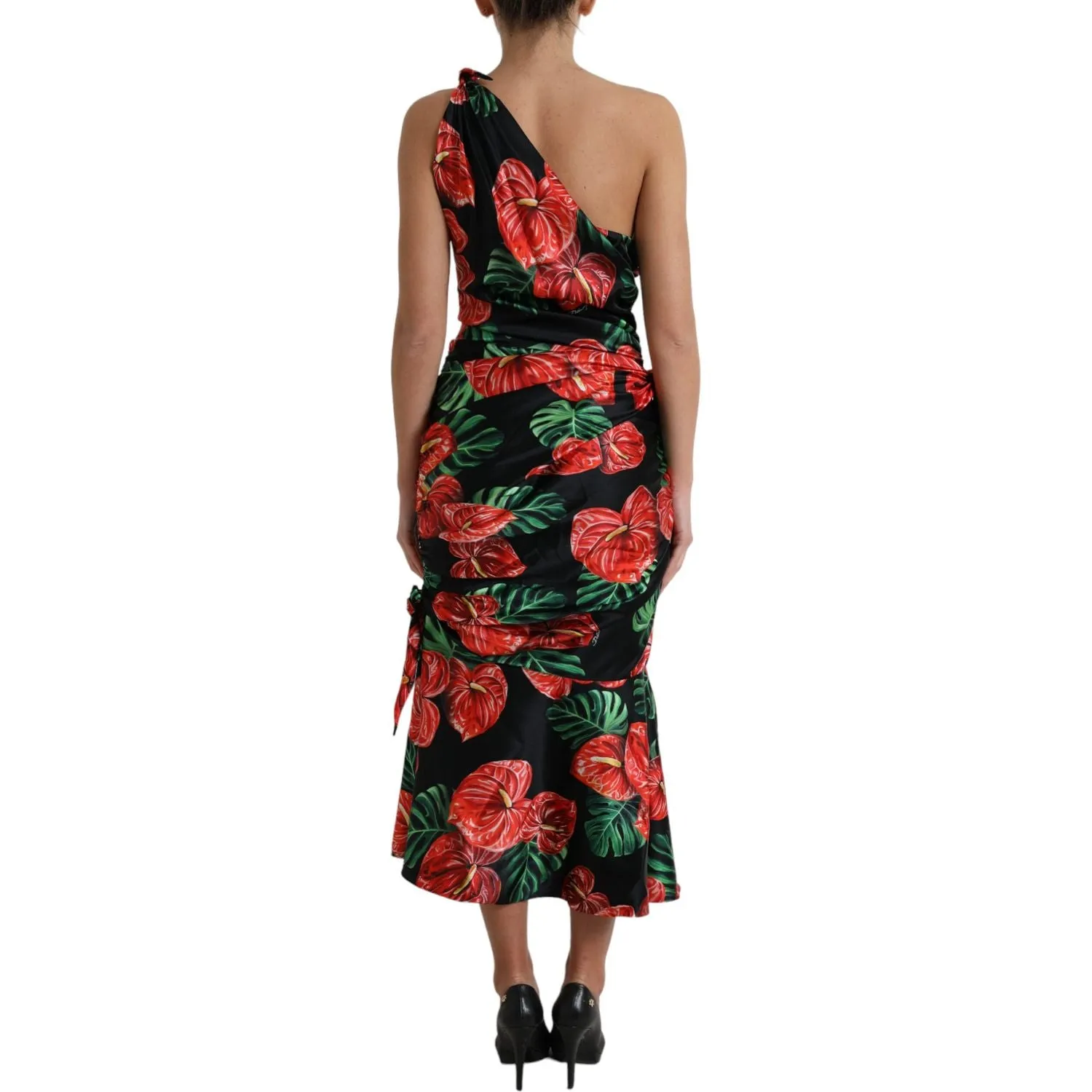 Dolce & Gabbana Tropical Elegance Silk Draped Dress