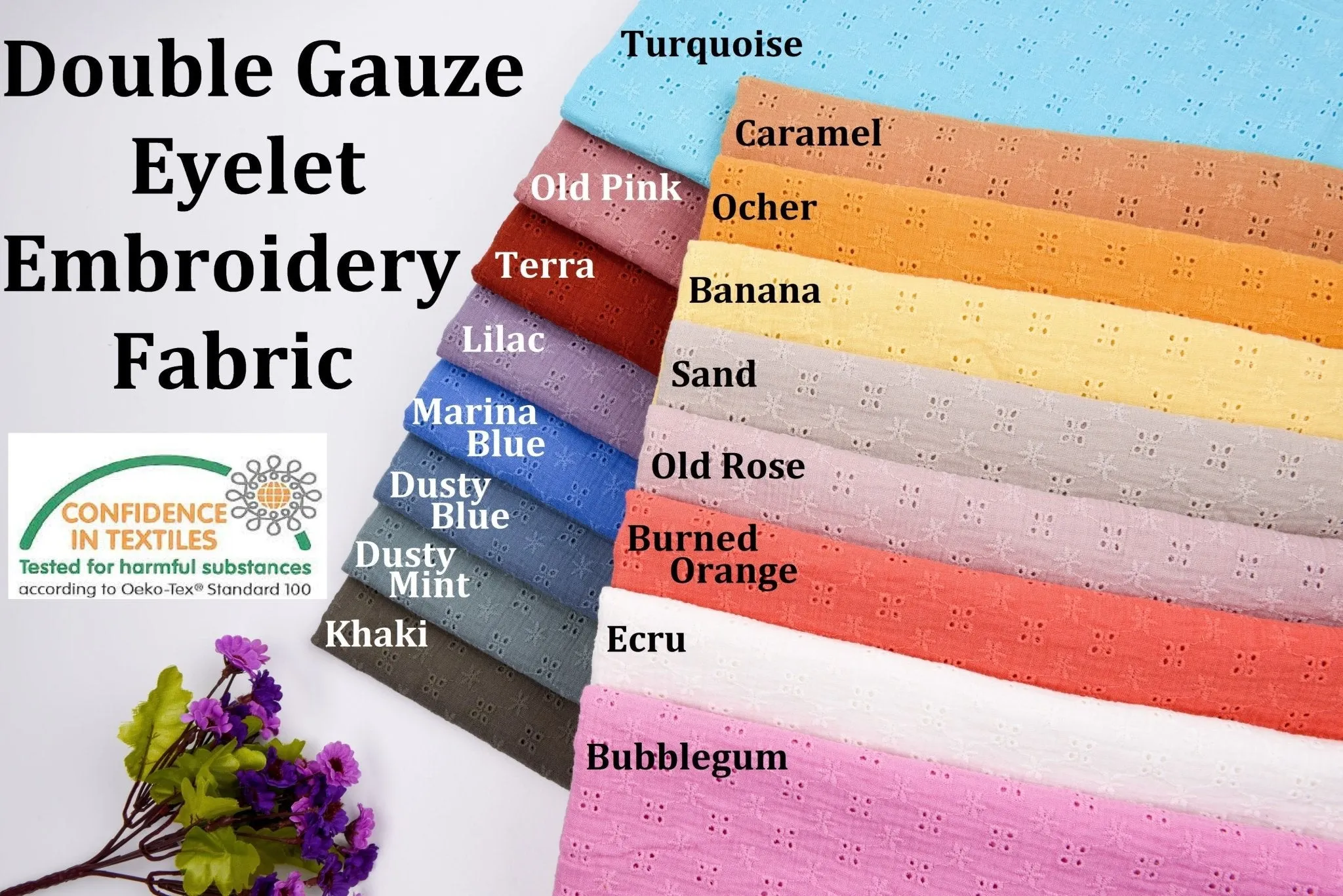 Double Layered Gauze Muslin Fabric With Embroidery